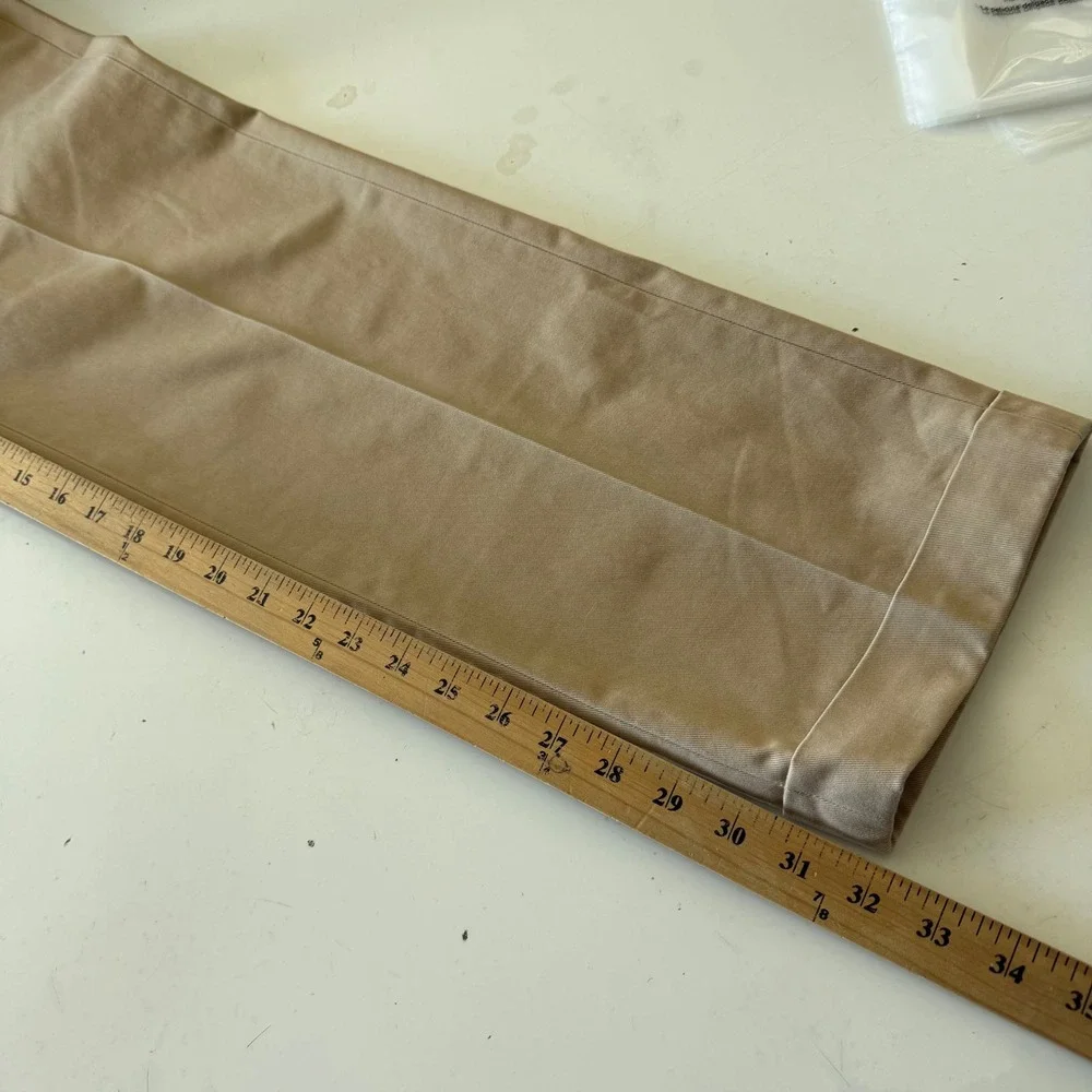 Brooks Brothers Elliot Advantage Chino Khaki Pleated Cuffed Pants Mens 34x32